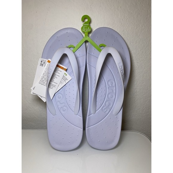 NEW Crocs Flip Flops Men's Size 12M Dreamscape Pale Blue/Purple Comfort Outdoor - Picture 1 of 11
